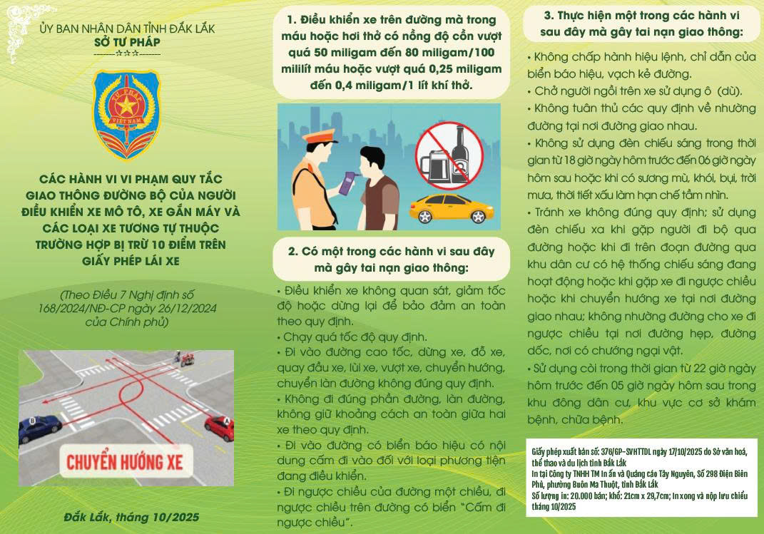 Các hành vi vi phạm quy tắc giao thông đường bộ của người điều khiển xe mô tô, xe gắn máy và các loại xe tương tự thuộc trường hợp bị trừ 10 điểm trên giấy phép lái xe