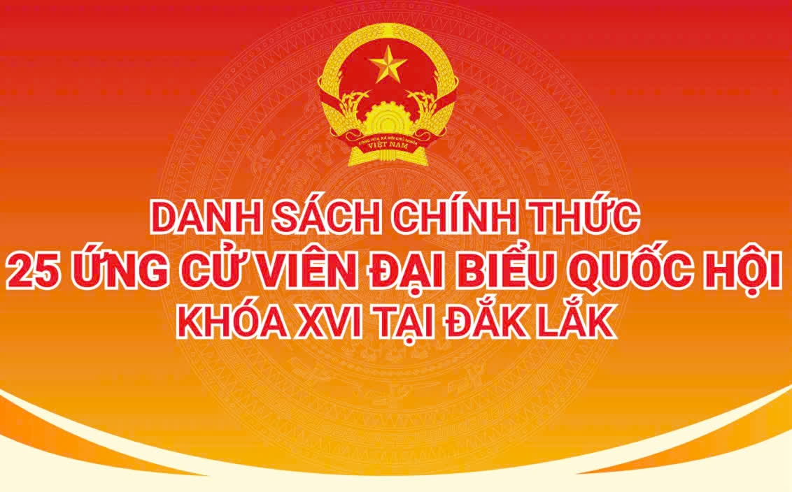 Danh sách chính thức 25 ứng cử viên đại biểu Quốc hội khóa XVI tại Đắk Lắk