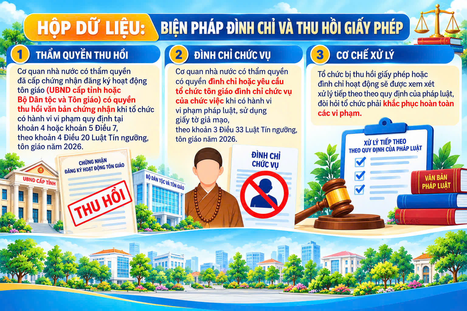 Luật Tín ngưỡng, tôn giáo năm 2026: (P4) Thượng tôn pháp luật: biện pháp chế tài và cơ chế đình chỉ hoạt động