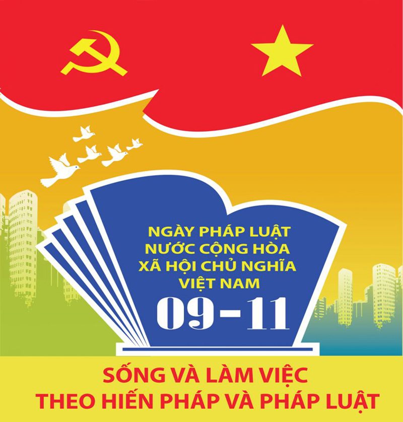 Mẫu Poster khẩu hiệu truyền thông ý kiến chỉ đạo của Lãnh đạo Đảng, Nhà nước nhằm hưởng ứng Ngày Pháp luật Việt Nam