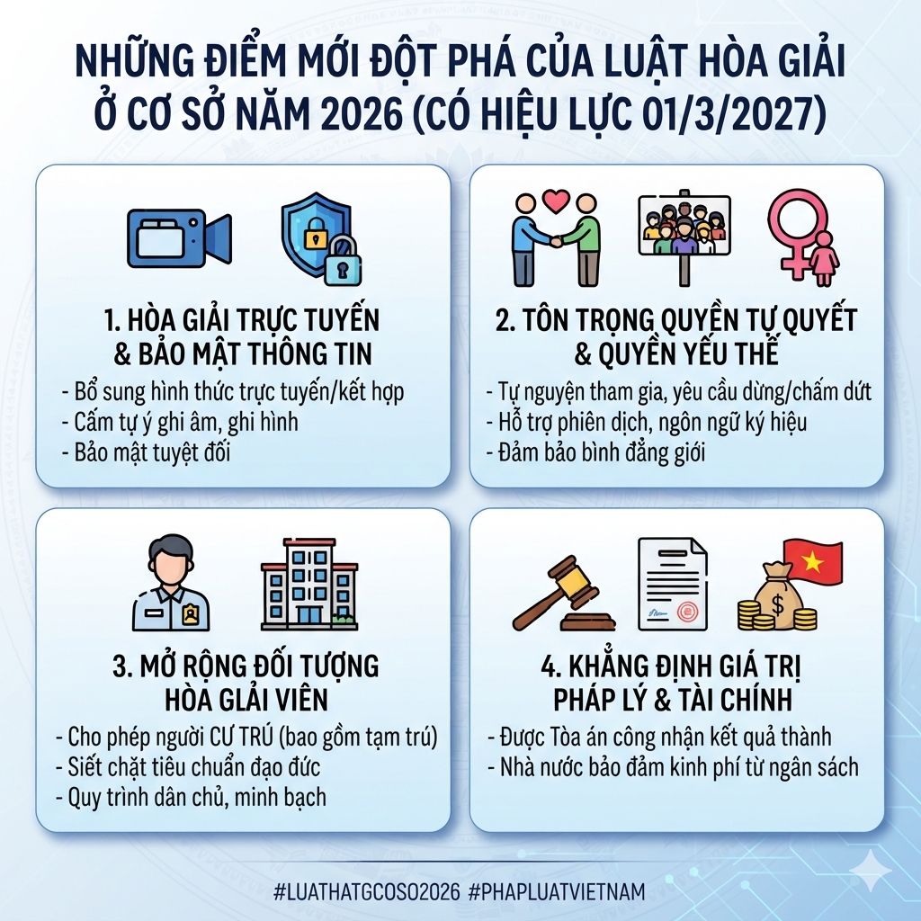 Những điểm mới đột phá của Luật Hòa giải ở cơ sở năm 2026