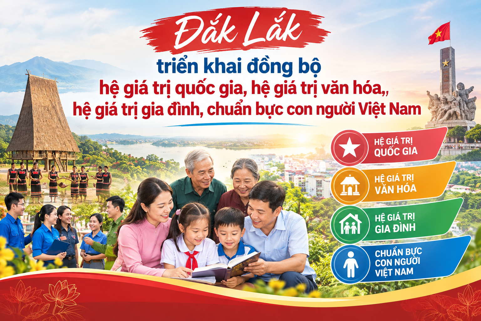 Đắk Lắk triển khai đồng bộ hệ giá trị quốc gia, hệ giá trị văn hóa, hệ giá trị gia đình, chuẩn bực con người Việt Nam